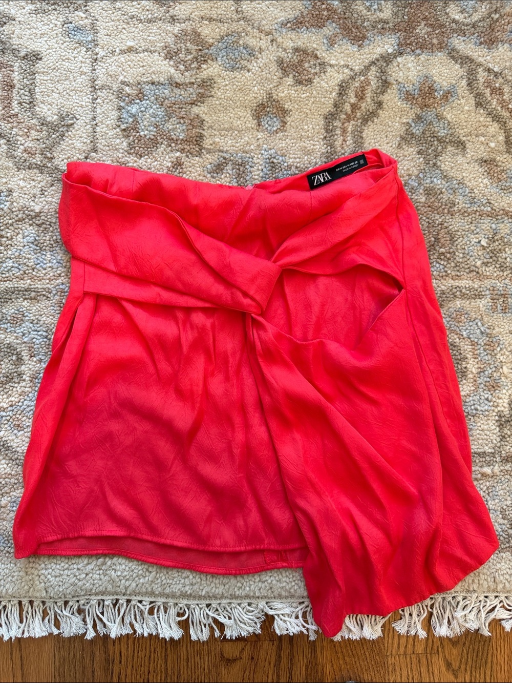 ZARA Bright Red/Pink Asymmetric Wrap Skirt